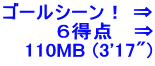 ゴールシーン！ ⇒ ６得点   ⇒ 110MB (3'17")