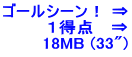ゴールシーン！ ⇒ １得点   ⇒ 18MB (33")