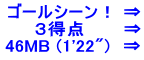 ゴールシーン！ ⇒ 　　 ３得点　　　⇒ 46MB (1'22")　⇒