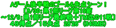 Aチーム後半戦のゴール&失点シーン！ 〔8/30：県1部リーグ第19節 ～12/6：県1部リーグ最終戦＋TM迄の11戦〕 ４８得点／１５失点  28'26" (643MB)